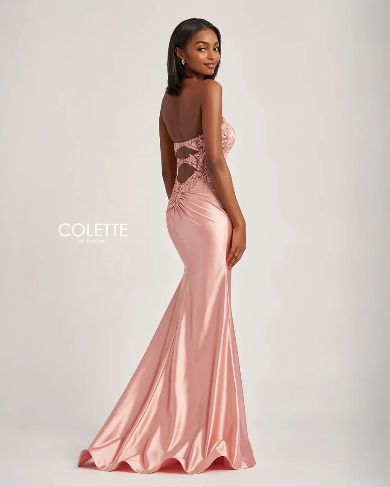 Model wearing a gown by Colette by Daphne